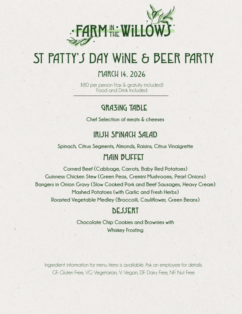 St. Patty's Day menu with dishes